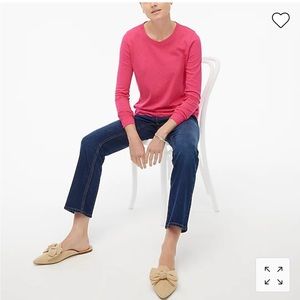 J.Crew Long Sleeve Crewneck Girlfriend Tee in festival pink